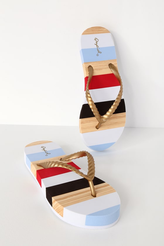 Gold Thong Stripe Sandal