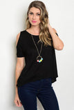 Cold Shoulder Top w/ Necklace