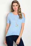Cold Shoulder Top w/ Necklace