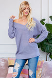Enchanted Love Waffle V-Neck Sweater - Lilac