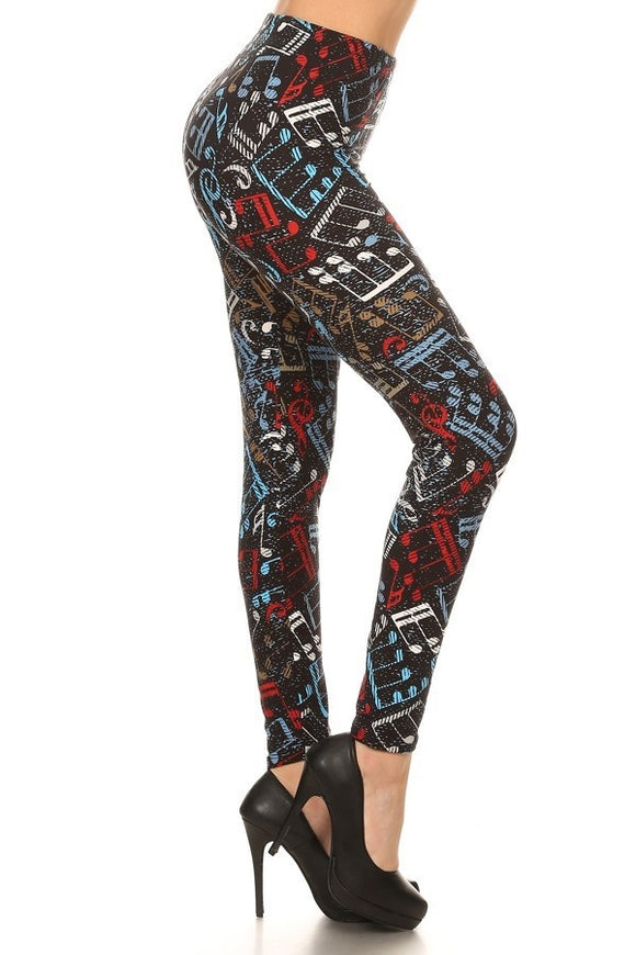 Colorful Music Print Leggings