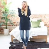 Oversized Loose Fit V-Neck Tunic Sweatshirt
