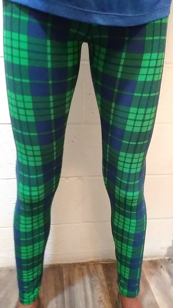 Green Blue Plaid Leggings