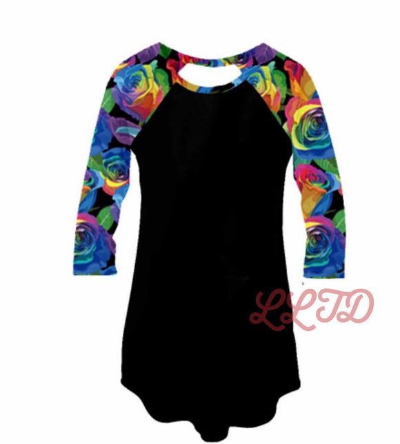 Rainbow Rose Raglan Top
