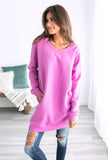 Oversized Loose Fit V-Neck Tunic Sweatshirt