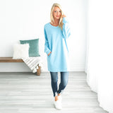 Oversized Loose Fit V-Neck Tunic Sweatshirt