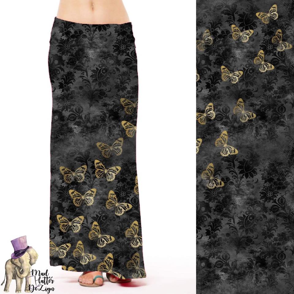 Golden Butterflies Maxi Skirt