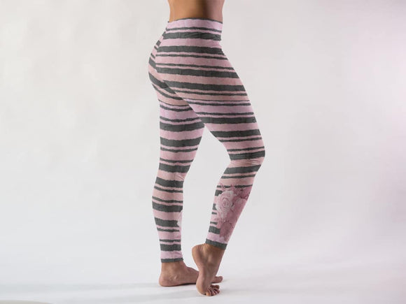 Striped Rose Leggings