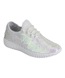 White Mermaid Iridescent Sequin Sneakers