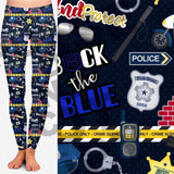 Police Station Law Enforcement Theme Print Kids Blue Leggings