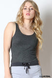Extra Soft & Stretchy Rayon Ribbed Double Scoop Tank Top