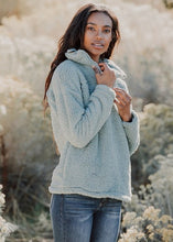 Quarter Zip Soft Sherpa Fleece Stretchy Pullover w/ Pockets (35-19)