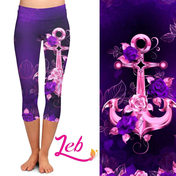 Pink Anchor Capri Leggings
