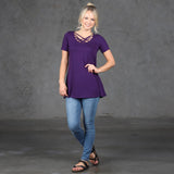 Lattice Front Cage Short Sleeve Top