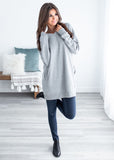 Oversized Loose Fit V-Neck Tunic Sweatshirt