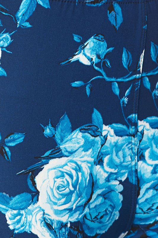 Blue Winter Roses Butter Soft Leggings