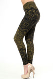 Olive Black Floral Lace Super Soft Leggings
