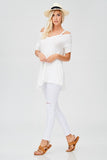 Shoulder Cut Out White Top