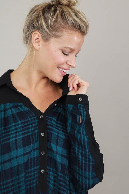 Oversized Plaid Flannel Top