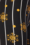 Gold Snowflake Pinstripe Print Holiday Soft Leggings - Adult & Kid Sizes