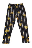 Gold Snowflake Pinstripe Print Holiday Soft Leggings - Adult & Kid Sizes