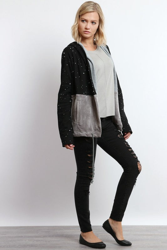 Color Block Hoodie Jacket