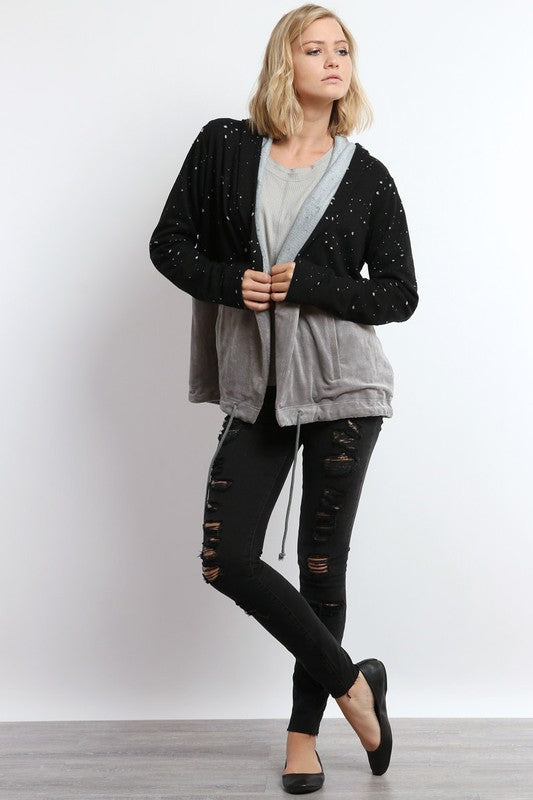 Color Block Hoodie Jacket