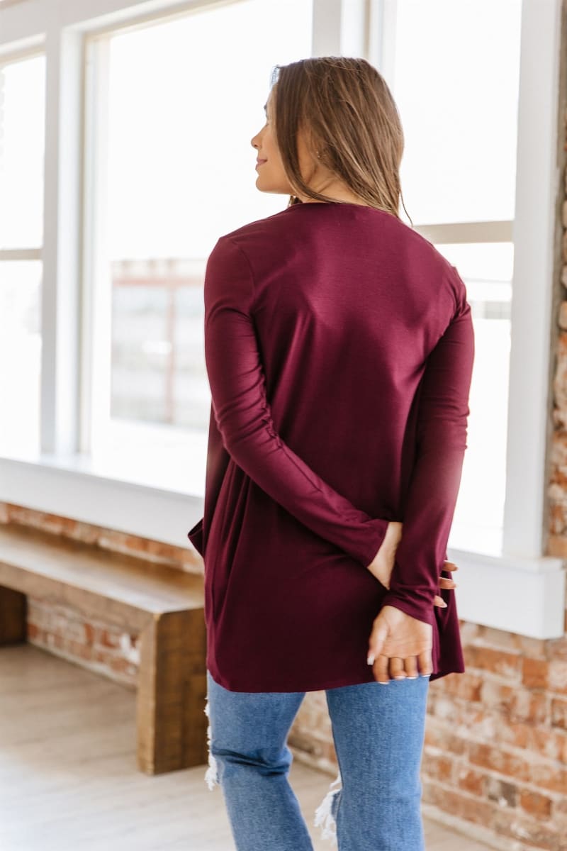 Women's Long Sleeve Open Front Cardigan with Pockets Casual Layering Jersey Knit Duster