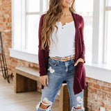 Women's Long Sleeve Open Front Cardigan with Pockets Casual Layering Jersey Knit Duster