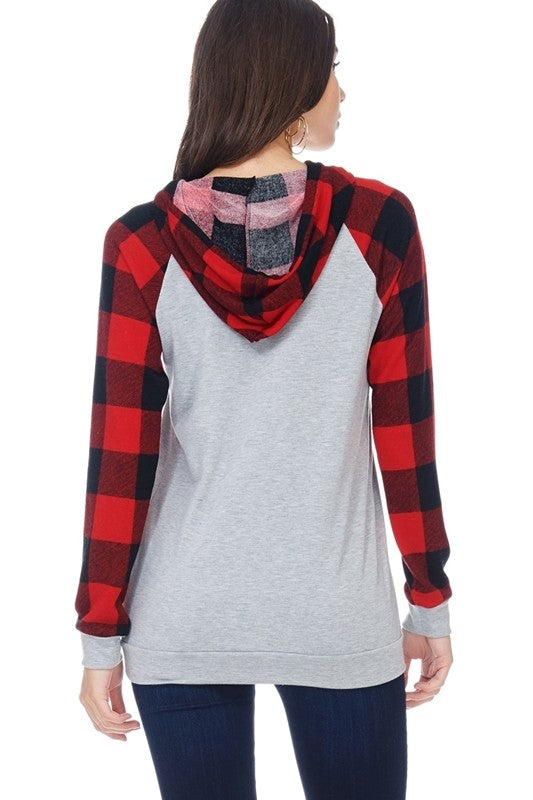 Merry Christmas Red Buffalo Plaid Hoodie