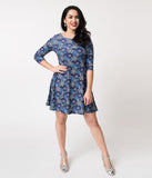Let It Snow Blue/Purple/White Snowflake Printed Dress With Pockets