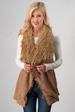 Faux Mongolian Fur Trimmed Sherpa Vest