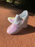 White Mermaid Iridescent Sequin Sneakers