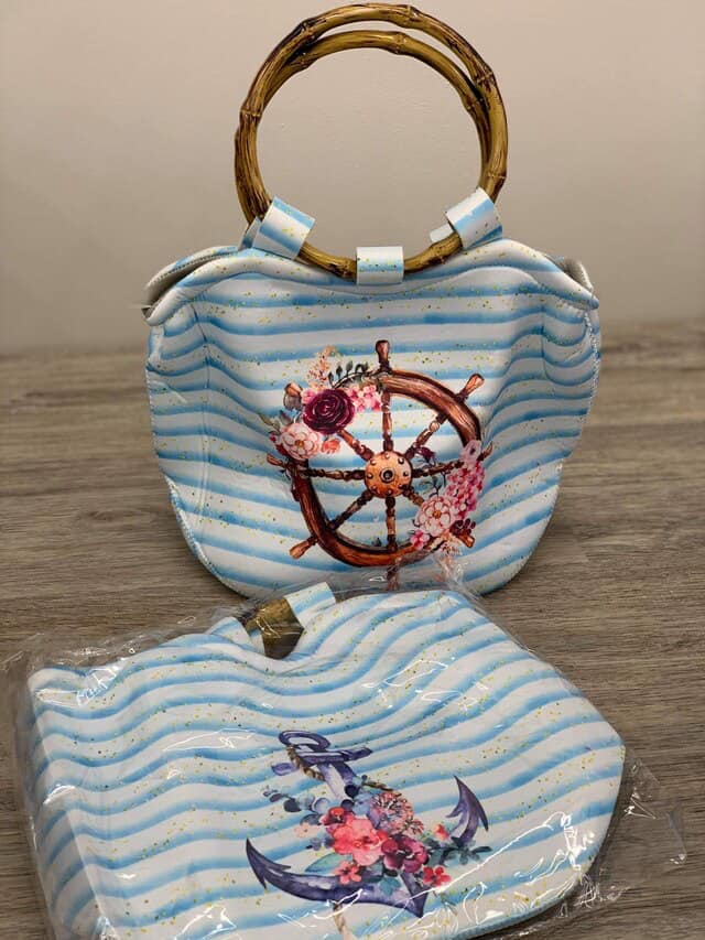 Neoprene Purse w/ Bamboo Handles