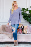Enchanted Love Waffle V-Neck Sweater - Lilac