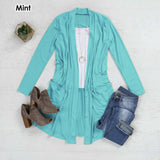 Women's Long Sleeve Open Front Cardigan with Pockets Casual Layering Jersey Knit Duster