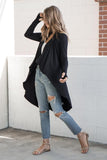 Cascading Open Front Black Cardigan w/ Thumbholes