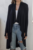 Cascading Open Front Black Cardigan w/ Thumbholes