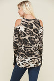 Leopard Cold Shoulder Top