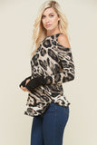 Leopard Cold Shoulder Top