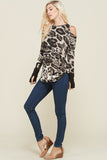 Leopard Cold Shoulder Top
