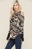 Leopard Cold Shoulder Top