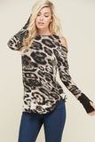 Leopard Cold Shoulder Top