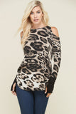 Leopard Cold Shoulder Top