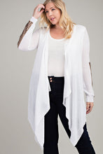 Waterfall Cardigan with Sequin Patch Sleeve