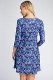 Let It Snow Blue/Purple/White Snowflake Printed Dress With Pockets