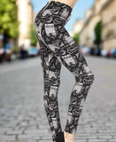 Paris France Print Black Leggings