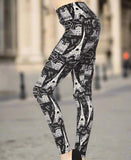 Paris France Print Black Leggings