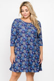 Let It Snow Blue/Purple/White Snowflake Printed Dress With Pockets