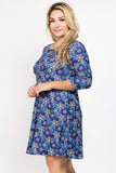 Let It Snow Blue/Purple/White Snowflake Printed Dress With Pockets